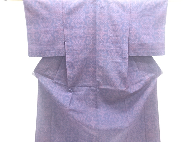 JAPANESE KIMONO / ANTIQUE ABSTRACT FLORAL PATTERN / WOVEN- / HANDWOVEN